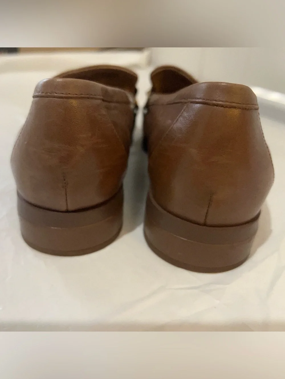Vionic Brown Leather Chain-Trim Loafers US SIZE 9